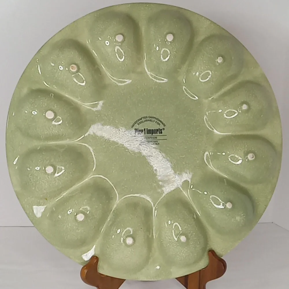 Pier 1 Carynthum Handcrafted Earthenware Colorful Boho Deviled Egg Platter